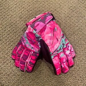 Obermeyer Vibrant Pink and Teal Gloves